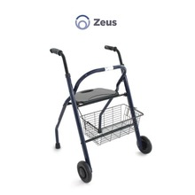 rollator pieghevole in acciao verniciato - 2 ruote - con seduta e cestino - zeus