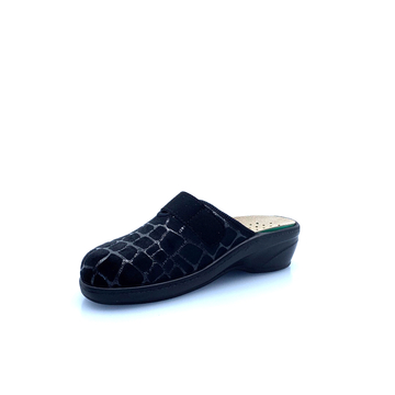 Relax Pantofola In Pelle Molly Per Donna - Colore Nero, Tacco A Zeppa 1.5 Cm