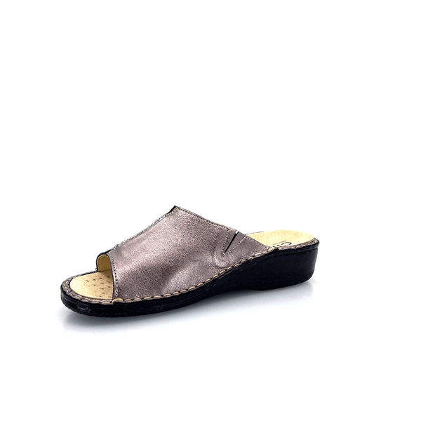 Zoccoli Mauri In Legno Per Donna – Colore Platino – Suola Legno Tomaia Ecopelle